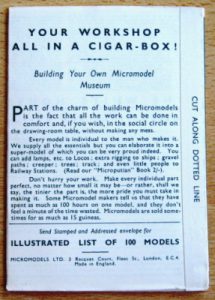 Workshop in a Cigarbox Micromodels history