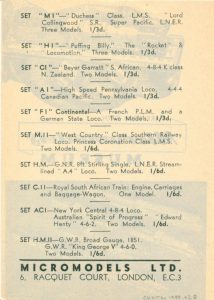 Micromodels Catalogue 3 1948 back