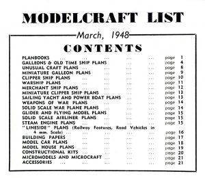 Modelcraft List Contents march 1948
